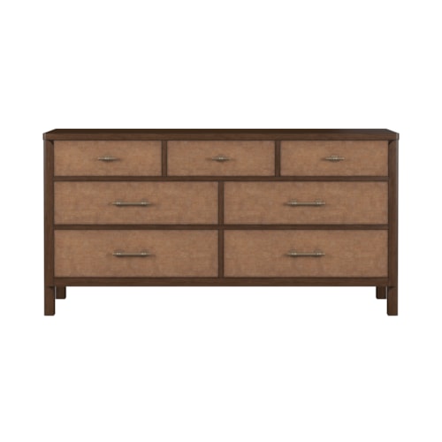 Transitional 7-Drawer Dresser with Woven Drawer Fronts