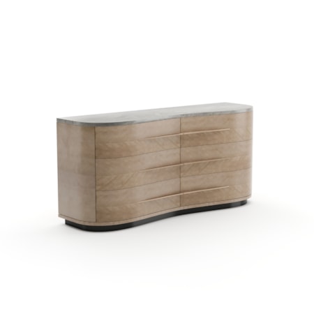 Modern Marble-Top Six-Drawer Dresser