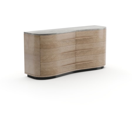 Modern Marble-Top Six-Drawer Dresser