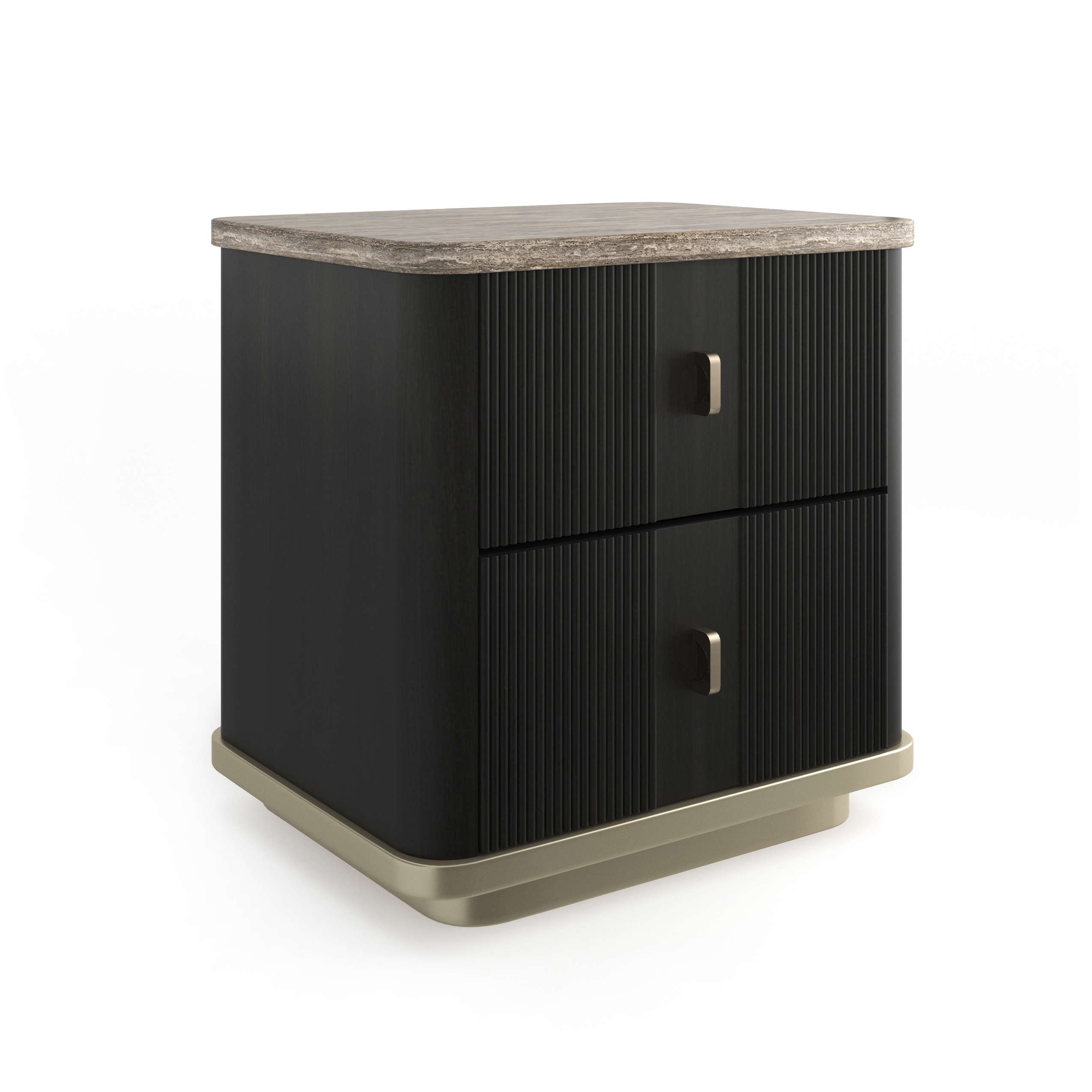 Stone-Top Compact Two-Drawer Nightstand