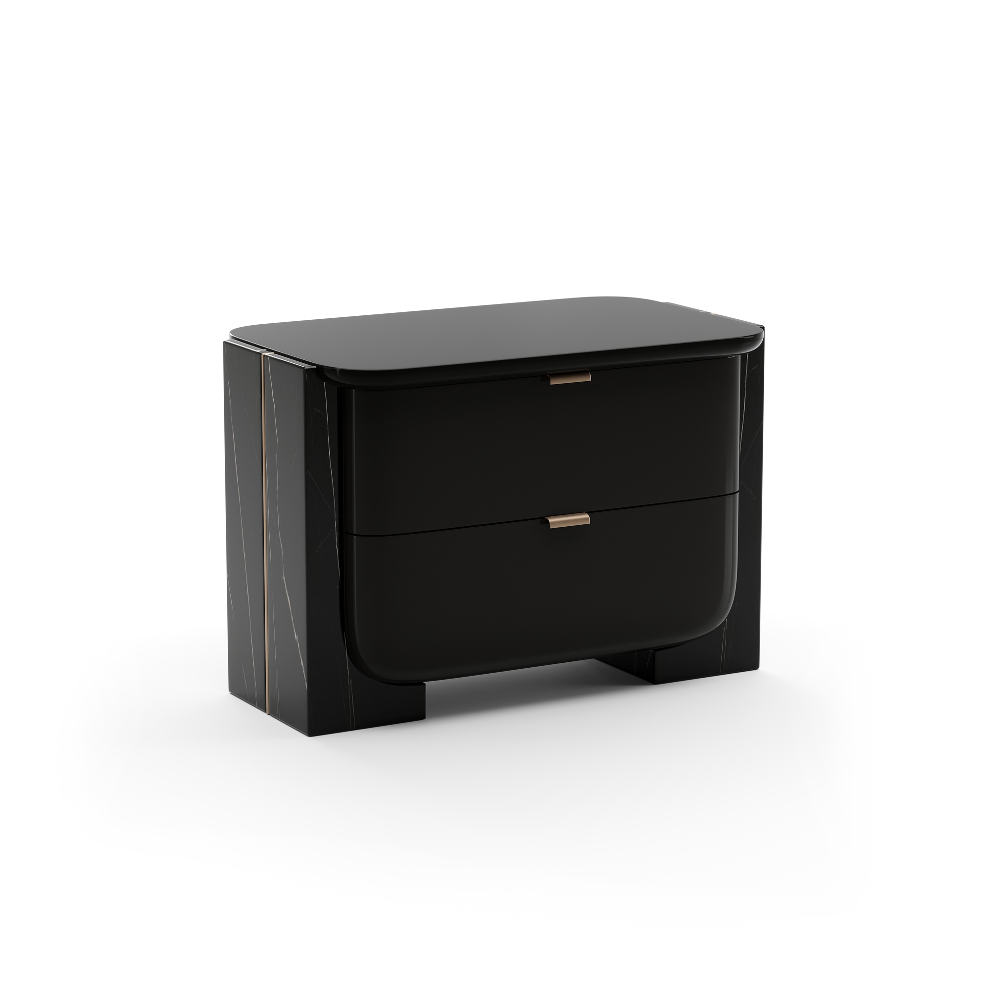 Large Two-Drawer Stone-Panel Nightstand
