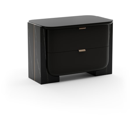 Large Two-Drawer Stone-Panel Nightstand