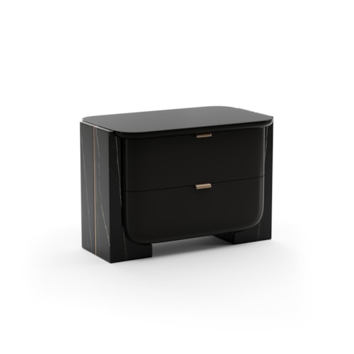 Contemporary Large Two-Drawer Stone-Panel Nightstand