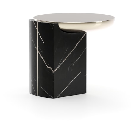 22" Round Offset Stone Side Table