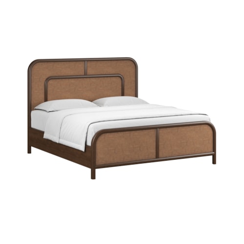 Transitional Queen Bed with Woven Headboard