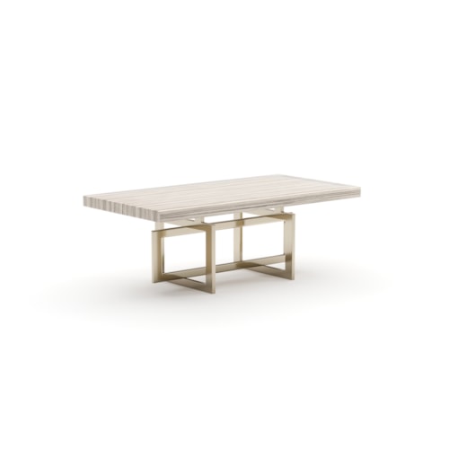 Contemporary 48" Rectangular Stone-Top Cocktail Table with Gold Metal Base