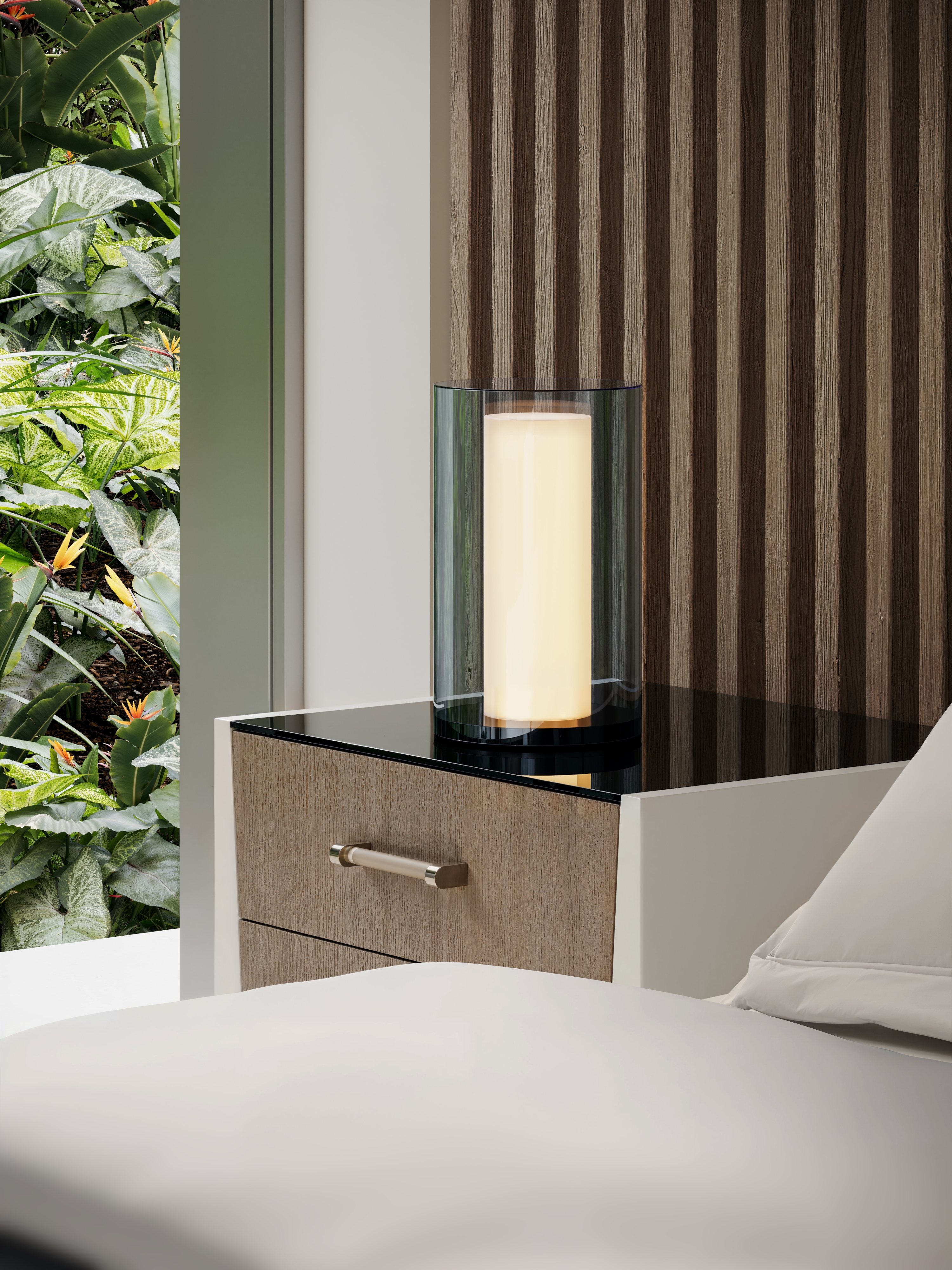 Caracole Caracole Classic Smoked-Glass Top Compact Nightstand