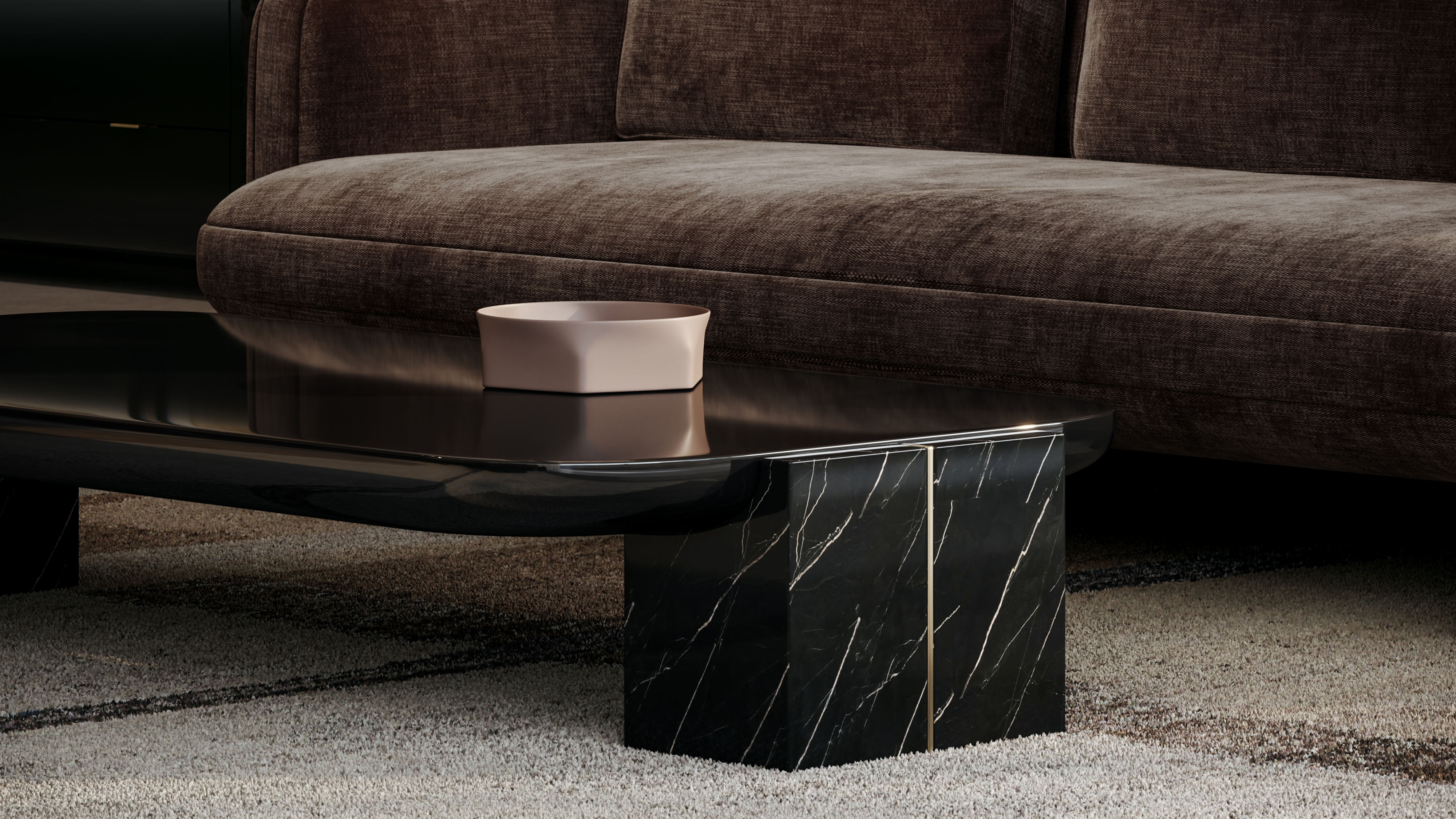 Caracole Caracole Classic Modern 70" x 34" Stone-Block Cocktail Table