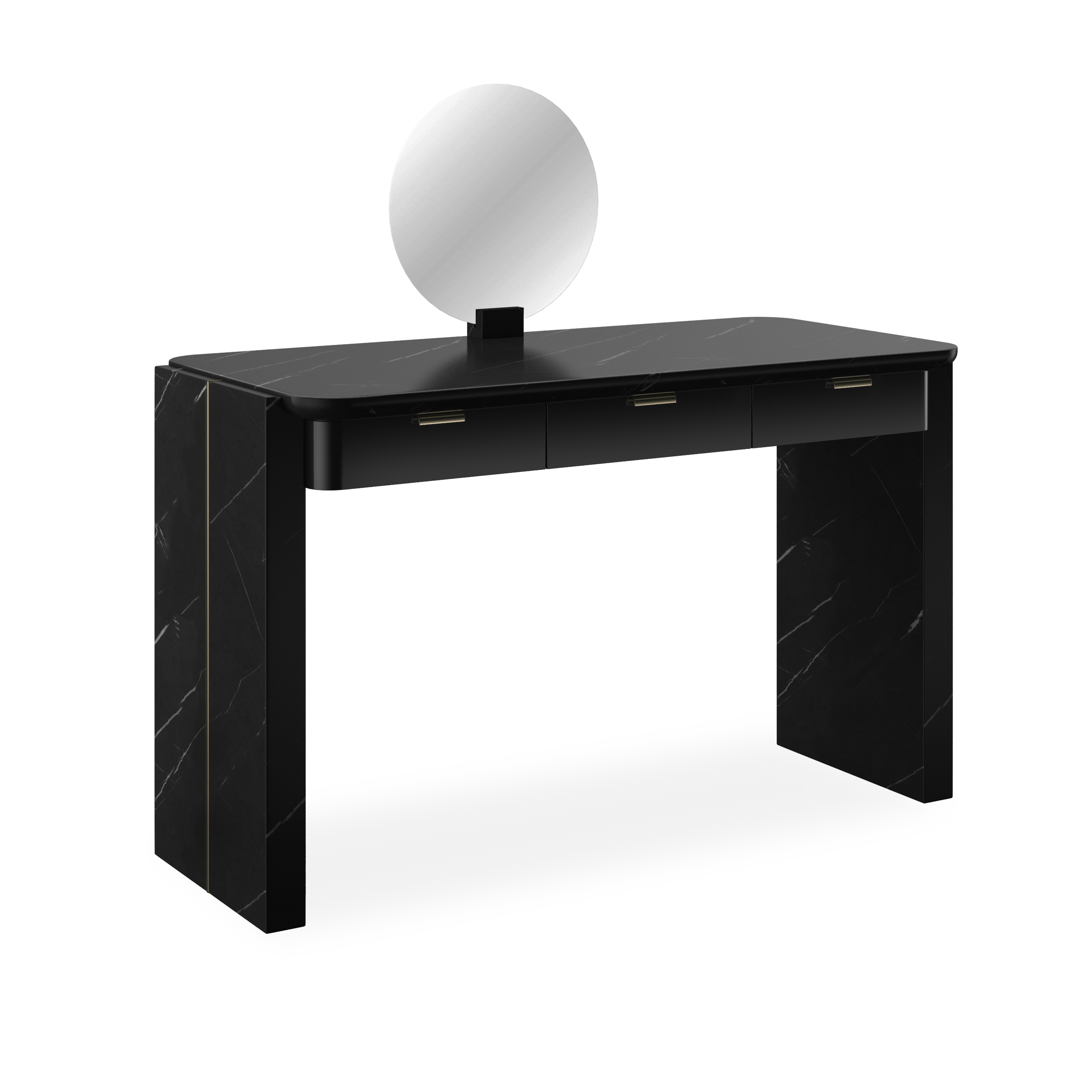 Caracole Caracole Classic Modern 3-Drawer Stone Vanity Desk w/Mirror