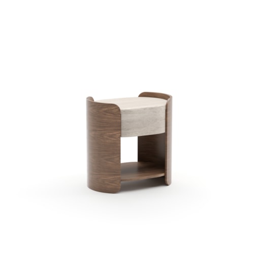 Modern Open Nightstand with Travertine Stone Top