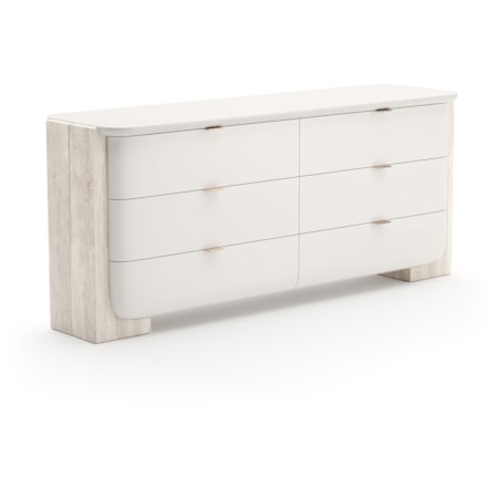 Six-Drawer Stone-Panel Dresser