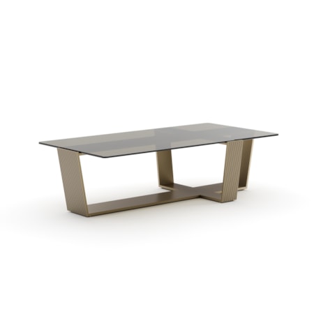 61" Smoked Glass-Top Cocktail Table