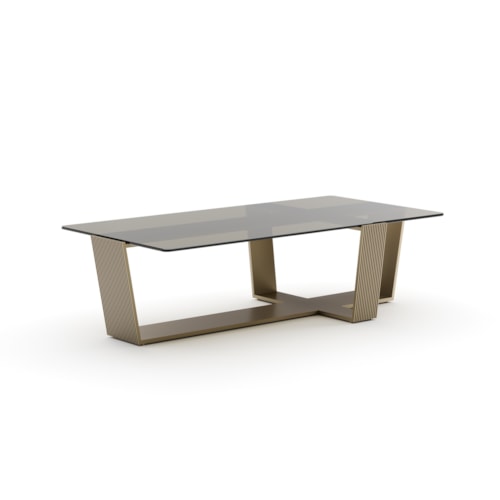 Contemporary 61" Smoked Glass-Top Cocktail Table