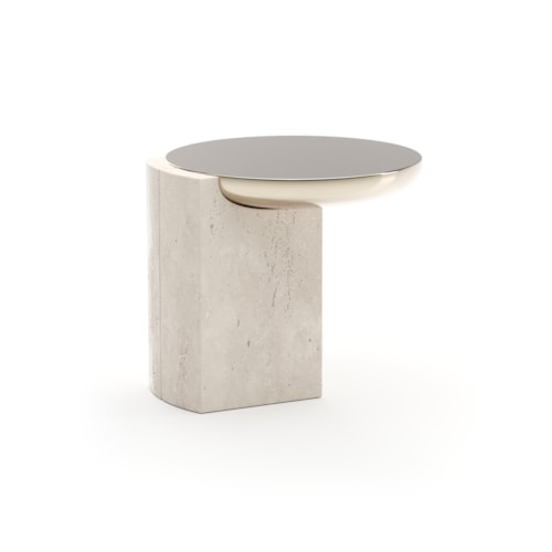 Contemporary 22" Round Offset Stone Side Table