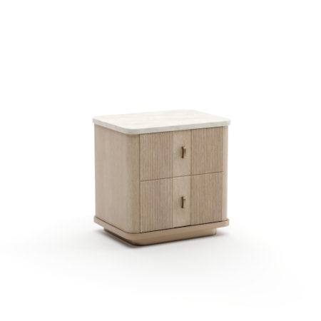 Stone-Top Compact Two-Drawer Nightstand