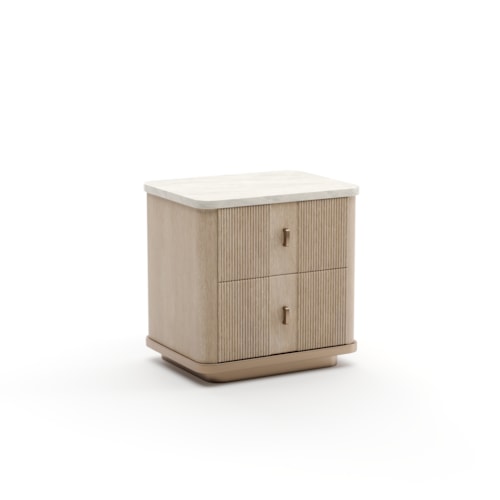 Contemporary Stone-Top Compact Two-Drawer Nightstand with Soft-Close Drawers