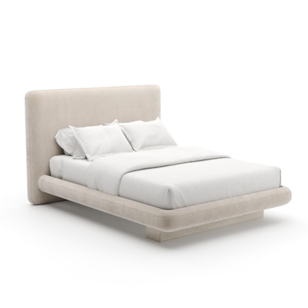 Fully-Upholstered Stone-Base Queen Bed