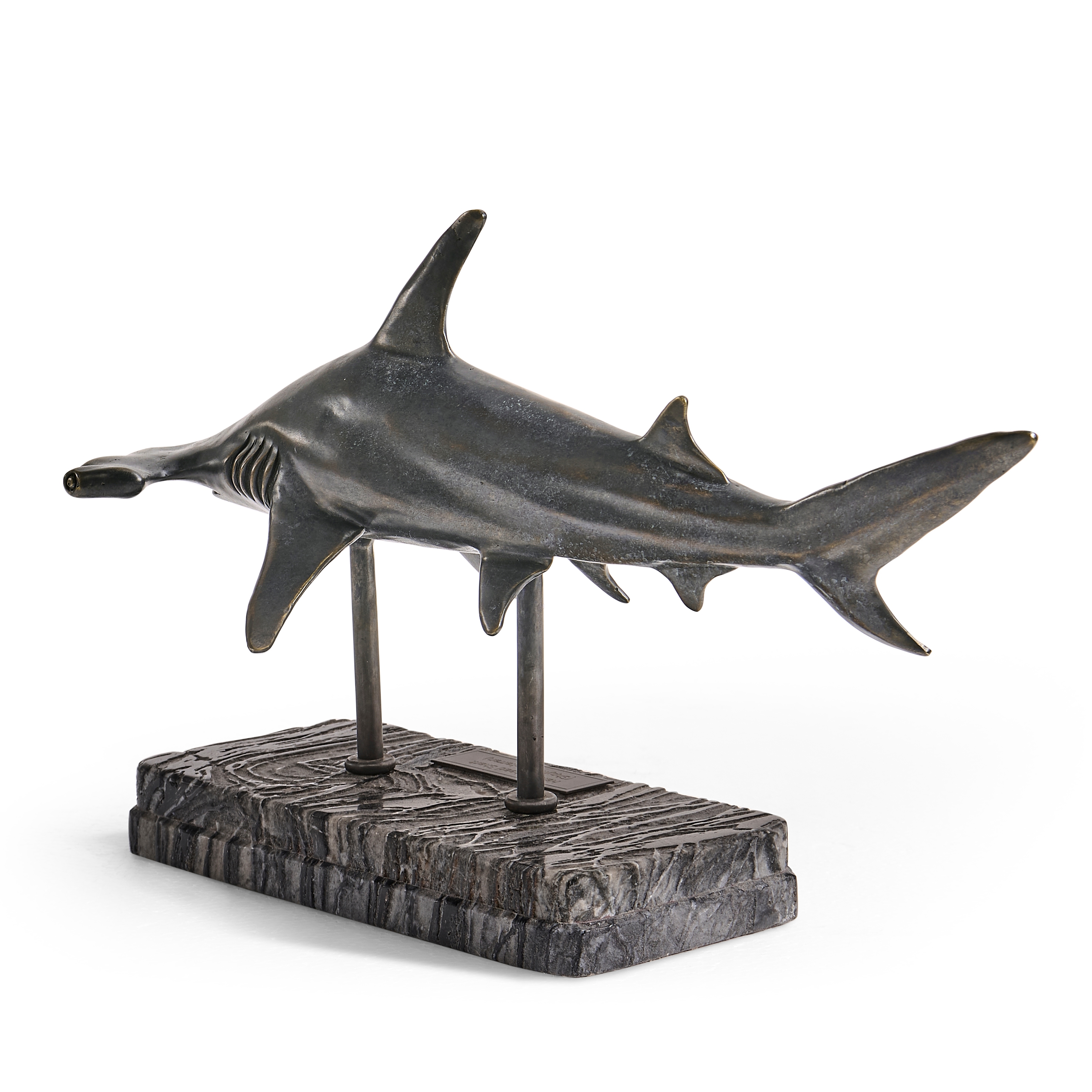 Hammerhead Shark Bronze Statue w/Marble Base