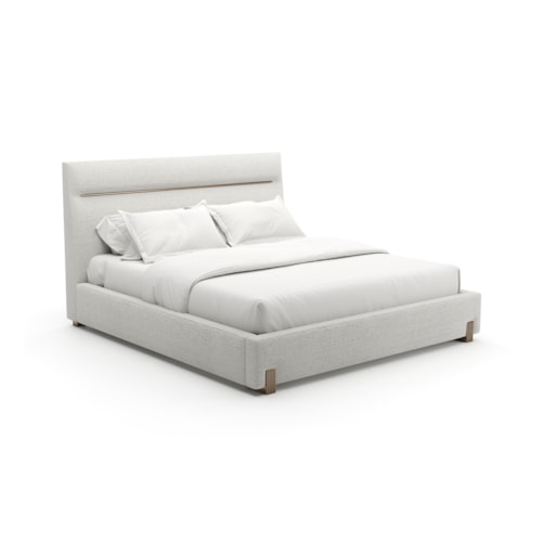 Contemporary Tufted Upholstered King Bed with Gold Metal Feet