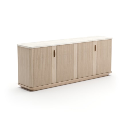 Stone-Top Reeded Four-Door Sideboard