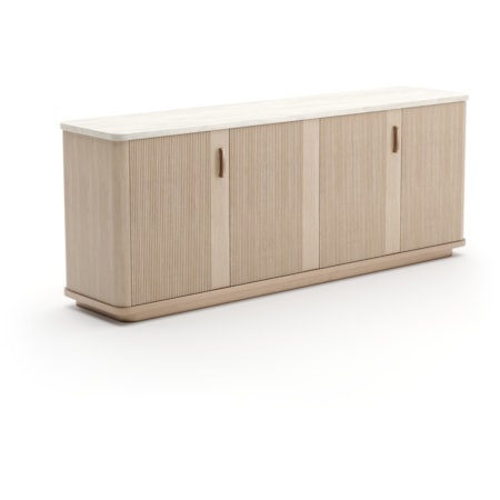 Stone-Top Reeded Four-Door Sideboard