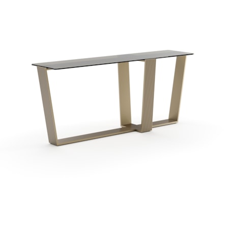 Modern Metal Console Table w/Glass Top