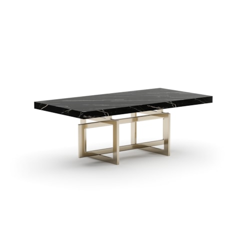 Contemporary 48" Rectangular Stone-Top Cocktail Table with Gold Metal Base