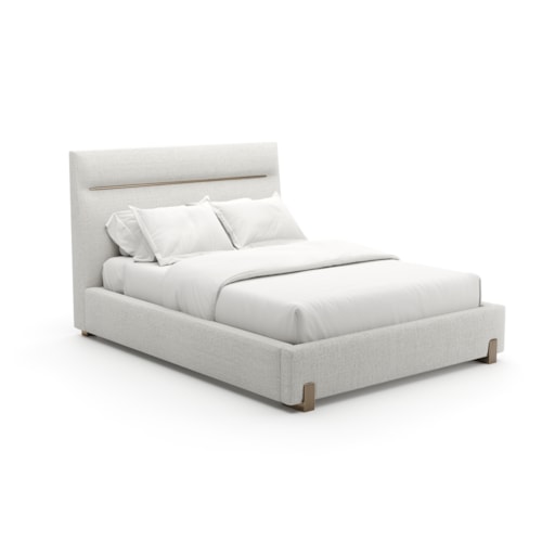 Contemporary Tufted Upholstered Queen Bed with Gold Metal Feet