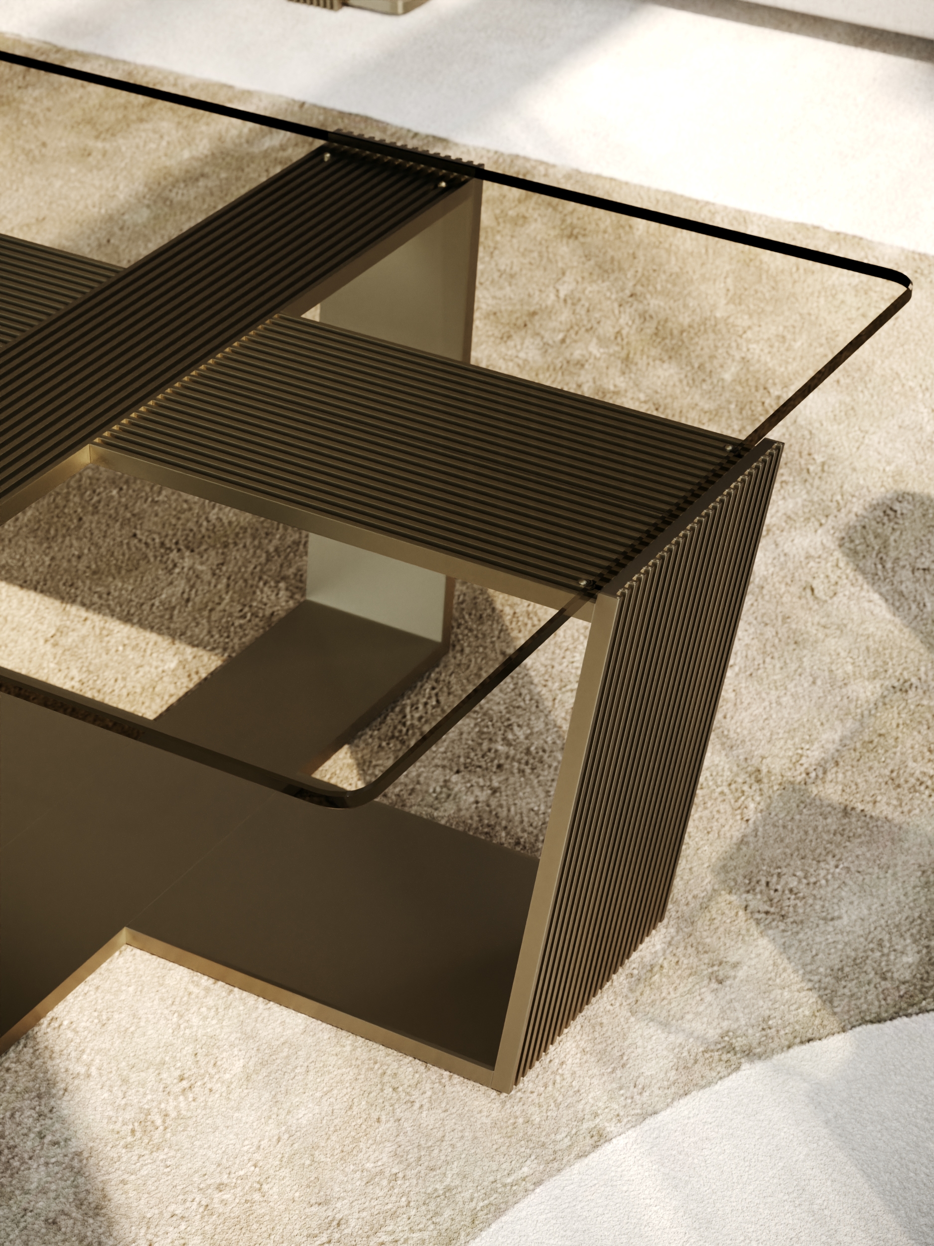 Caracole Caracole Classic 61" Smoked Glass-Top Cocktail Table