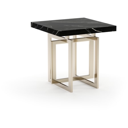 Black Marble-Top Square Side Table