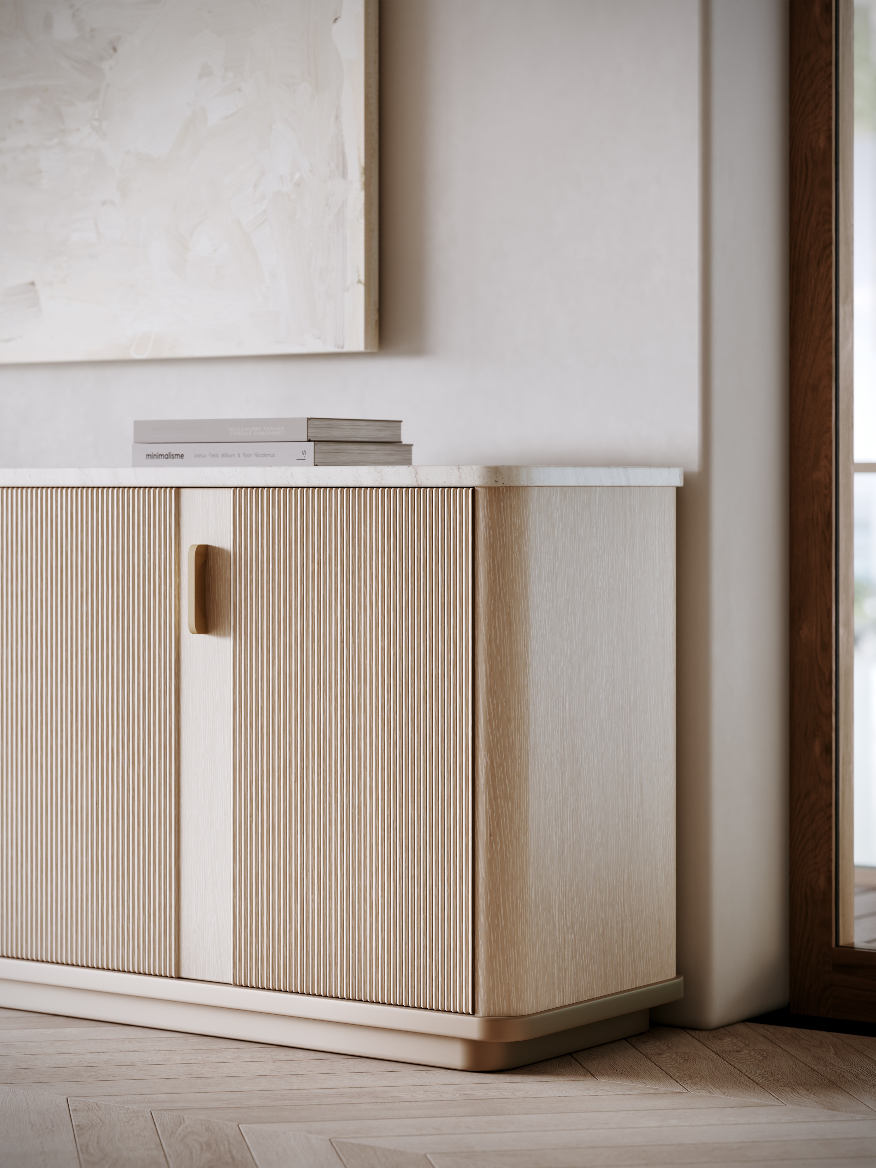 Caracole Caracole Classic Stone-Top Reeded Four-Door Sideboard