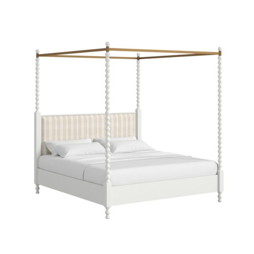 Transitional Queen Upholstered bed with Canopy