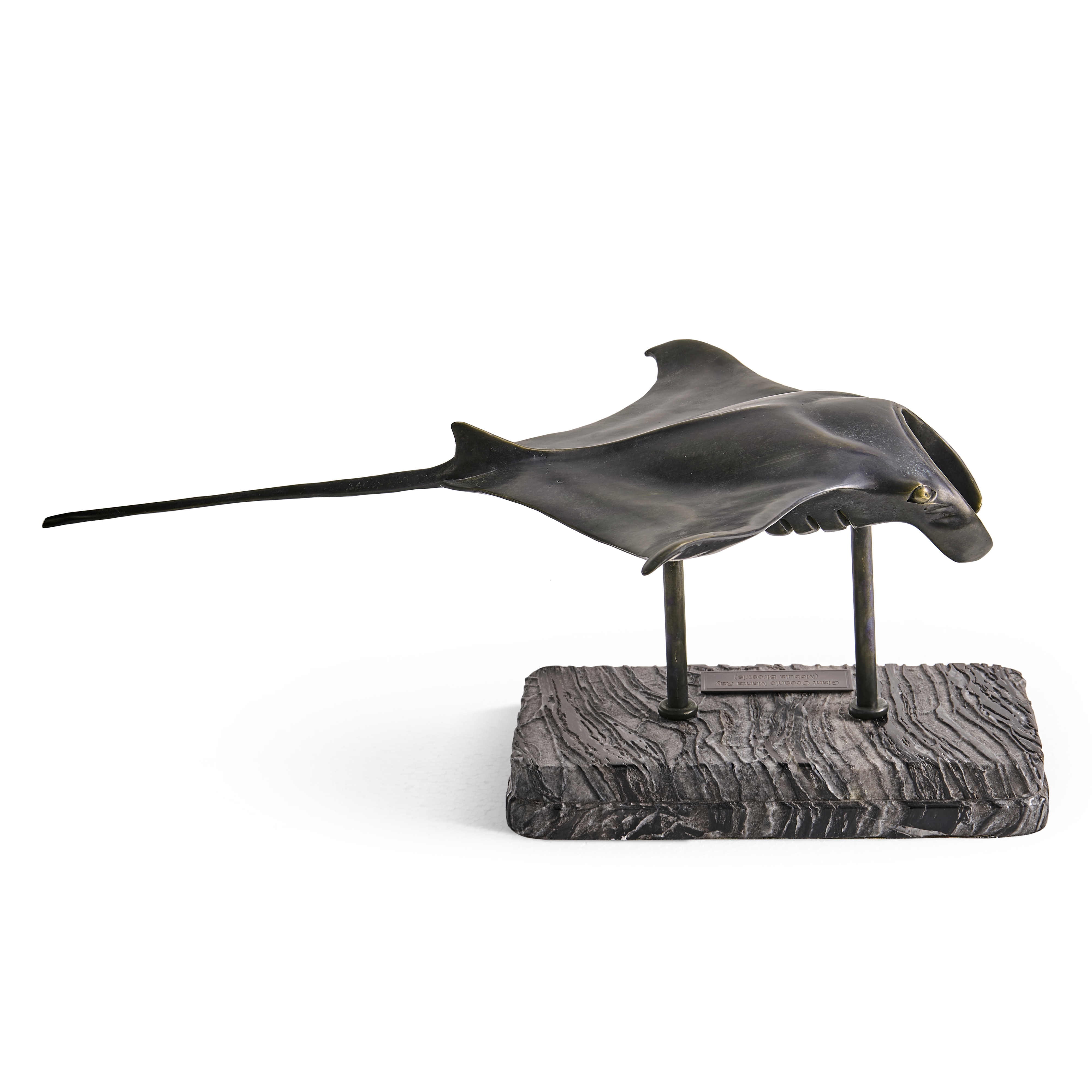 Manta Ray Bronze Statue with Marble Base