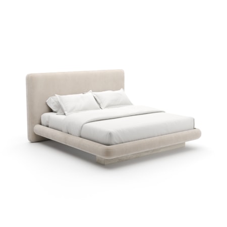 Travertine-Base Upholstered King Bed