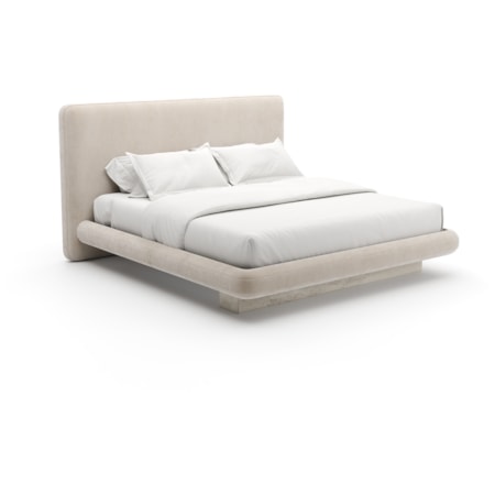 Travertine-Base Upholstered King Bed