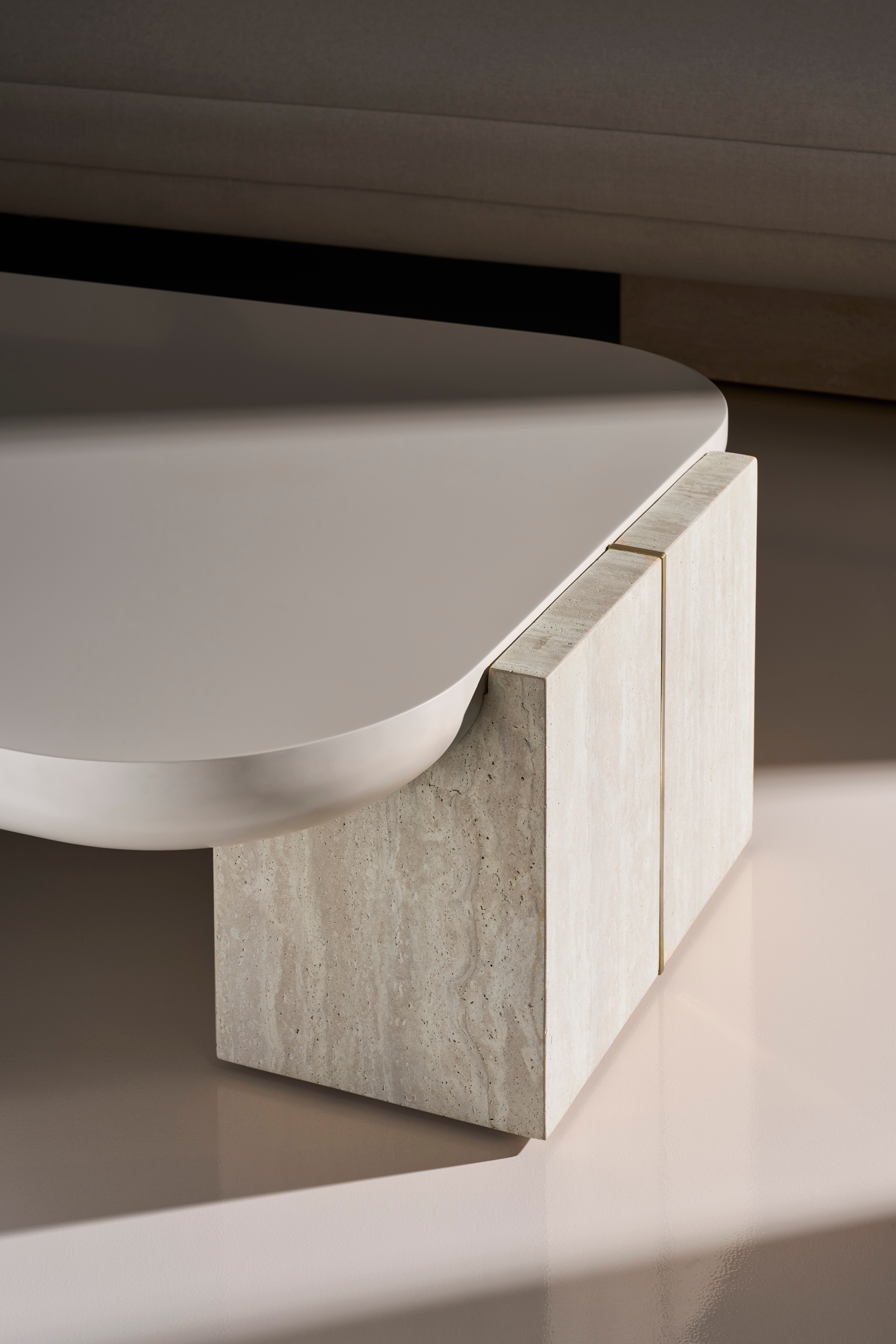 Caracole Caracole Classic Modern 70" x 34" Stone-Block Cocktail Table