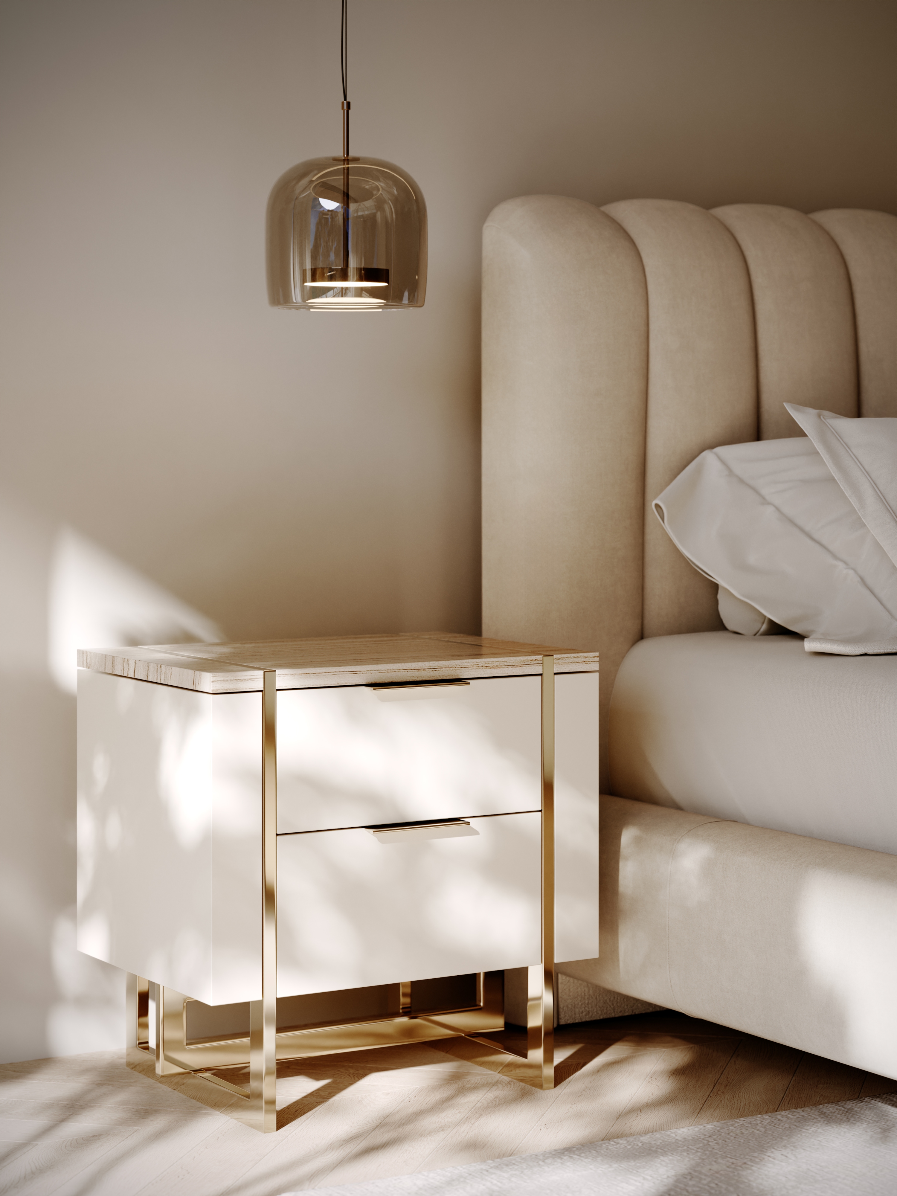 Caracole Caracole Classic Marble-Top Two-Drawer Nightstand