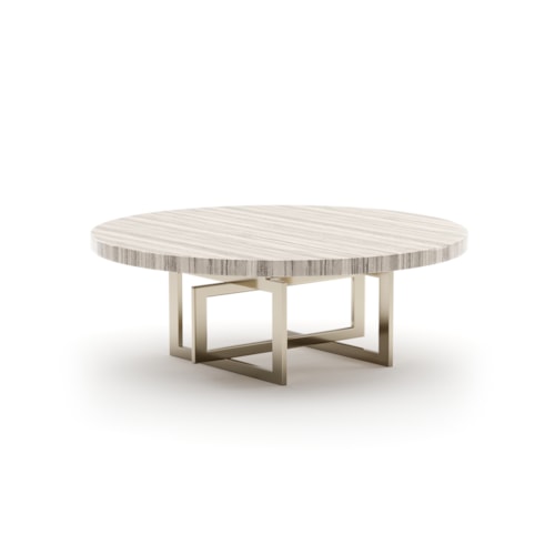 Contemporary 48" Round Sandstone-Top Cocktail Table