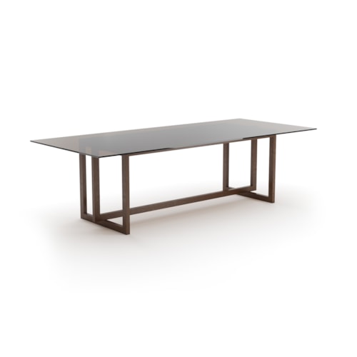Contemporary 104" Rectangular Smoked Glass-Top Dining Table