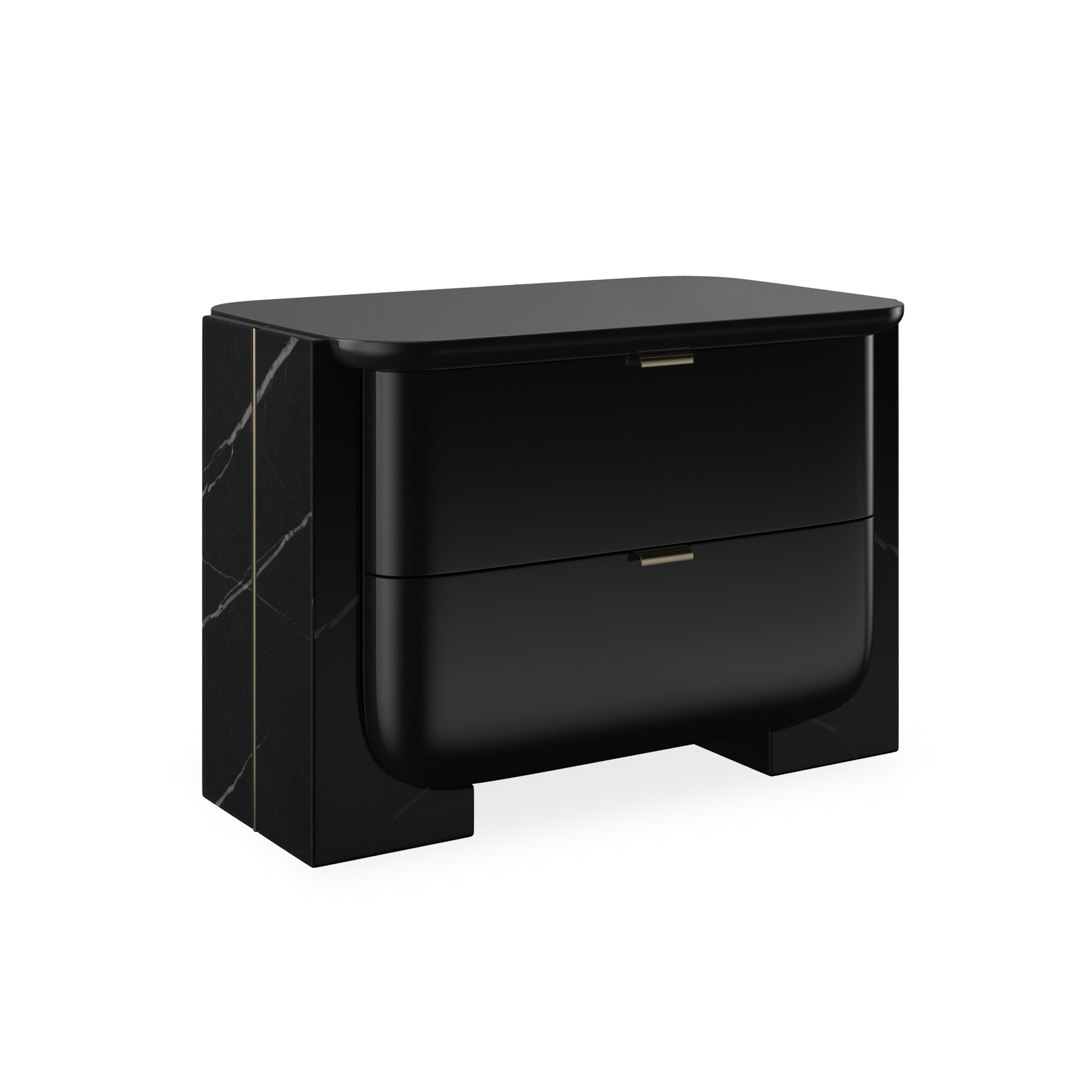 Large Two-Drawer Stone-Panel Nightstand