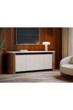 Caracole Caracole Classic Contemporary Four-Door Open Wood Sideboard with Travertine Stone Top