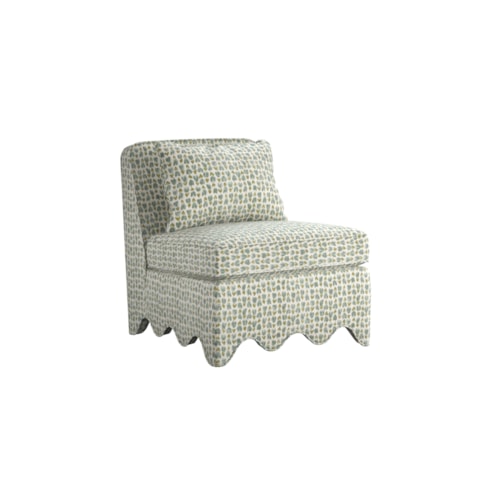 Transitional Upholstered Accent Chair with Scalloped Base
