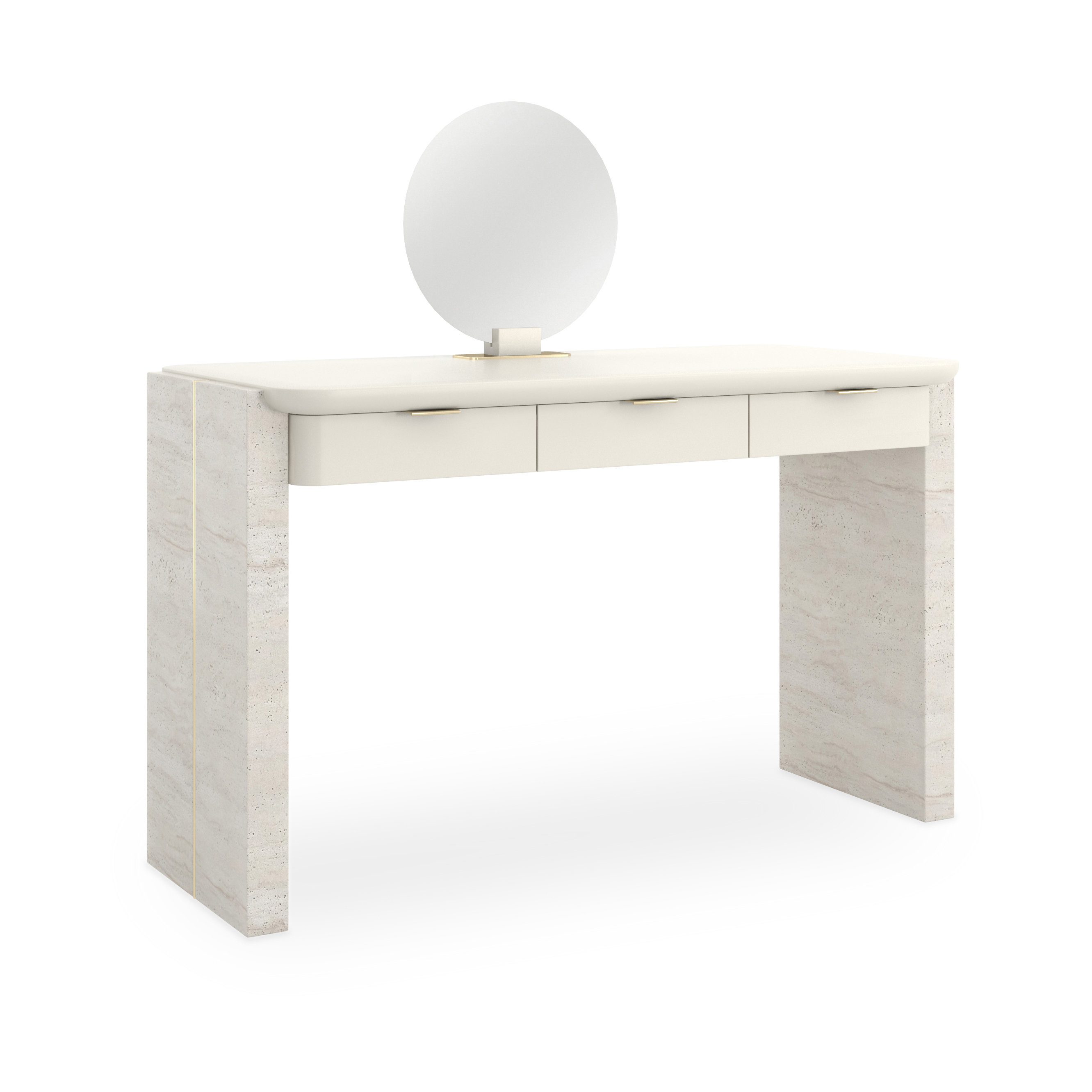 Caracole Caracole Classic Modern 3-Drawer Stone Vanity Desk w/Mirror