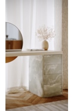 Caracole Caracole Classic Modern Glam Green Onyx Pedestal Vanity Desk with Mirror & Storage