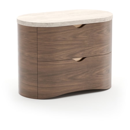 Large Stone-Top Two-Drawer Nightstand