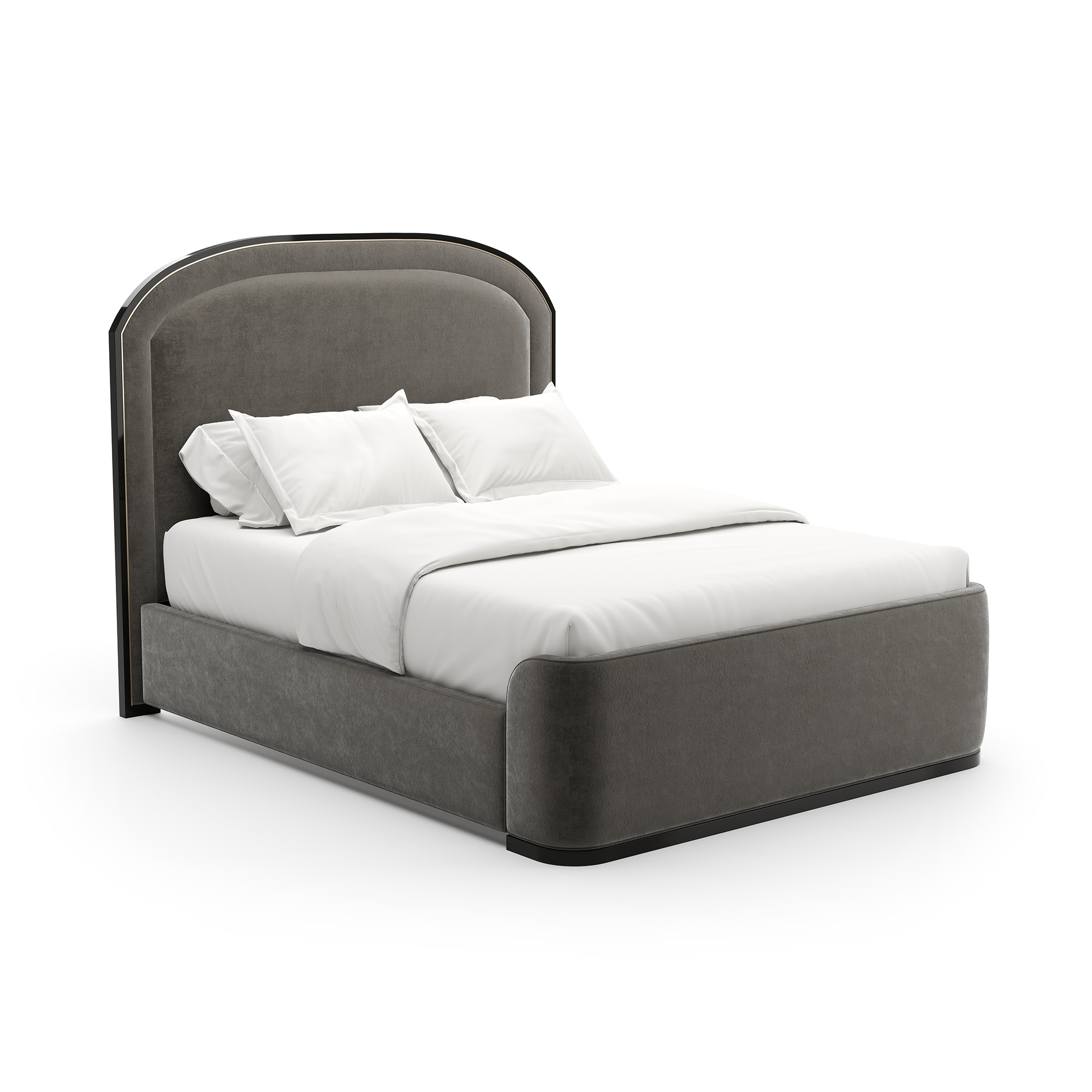 Curved Upholstered Panel Queen Bed