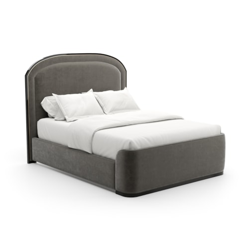 Contemporary Curved Upholstered Panel Queen Bed