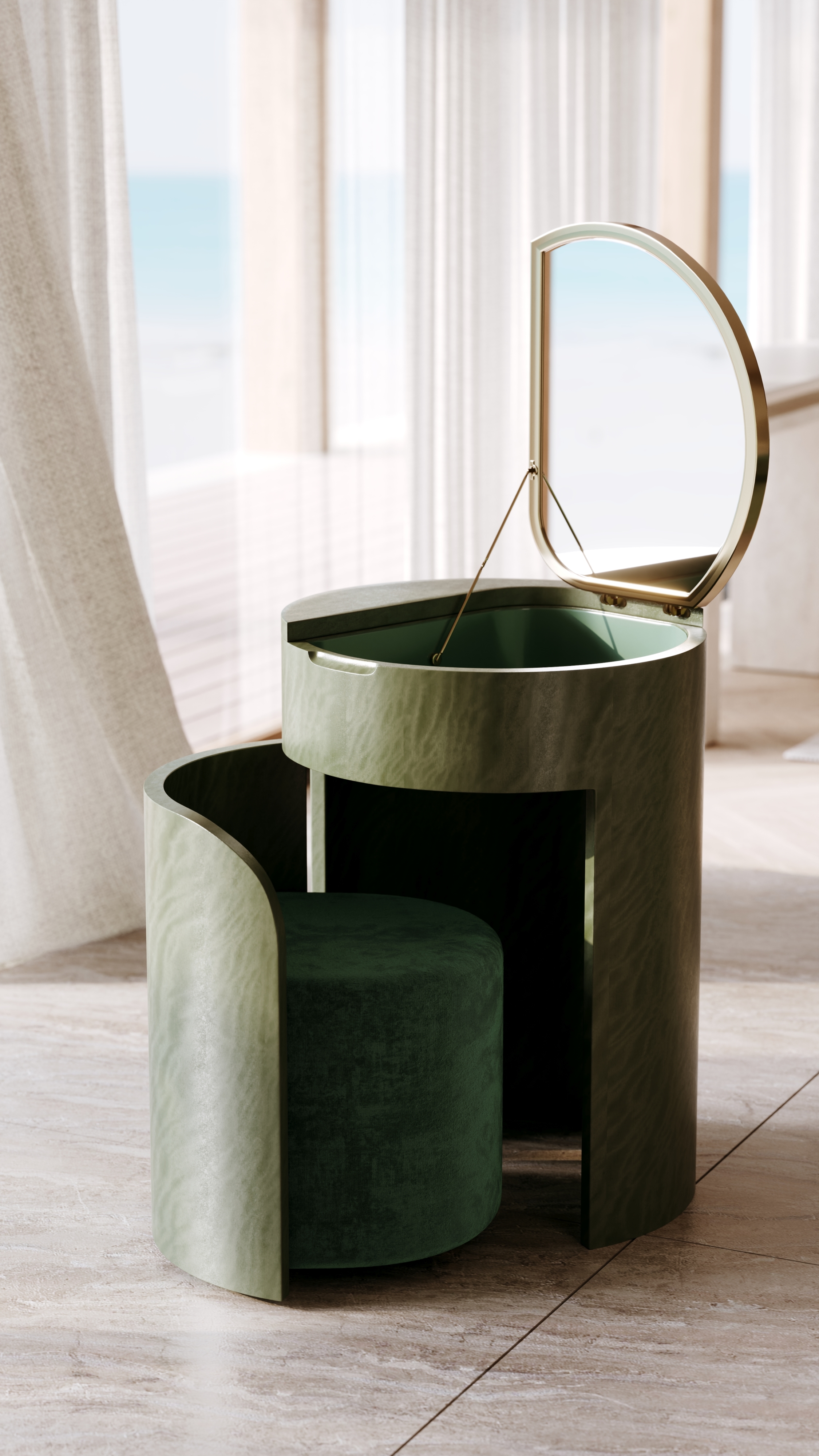 Caracole Caracole Classic Lift-Top Vanity Set w/Pull-Out Chair