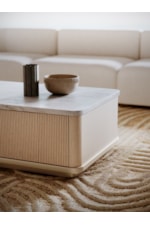 Caracole Caracole Classic Contemporary Stone-Top Cocktail Table with Reeded Drawers