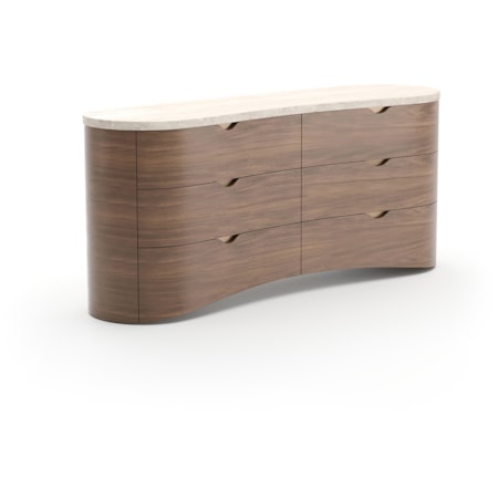 Modern Stone-Top Six-Drawer Dresser